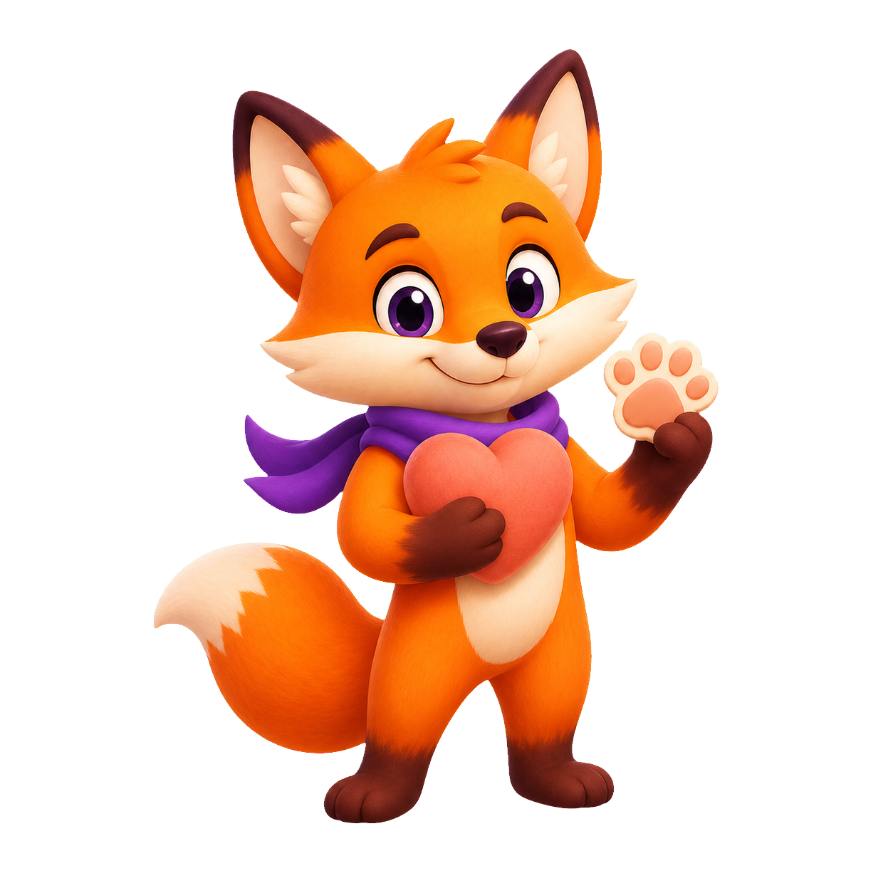 NymFox fox mascot holding a pet name tag on the Pet Name Generator page
